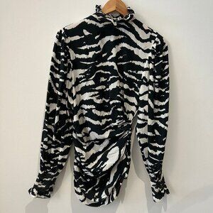 ISABEL MARANT Fantine ruched zebra-print silk-blend crepe de chine blouse